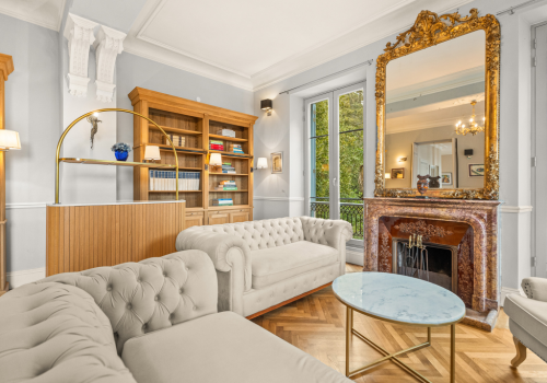 Elegant lounge featuring elegant and sophisticated interiors in a refined Cannes luxury property.